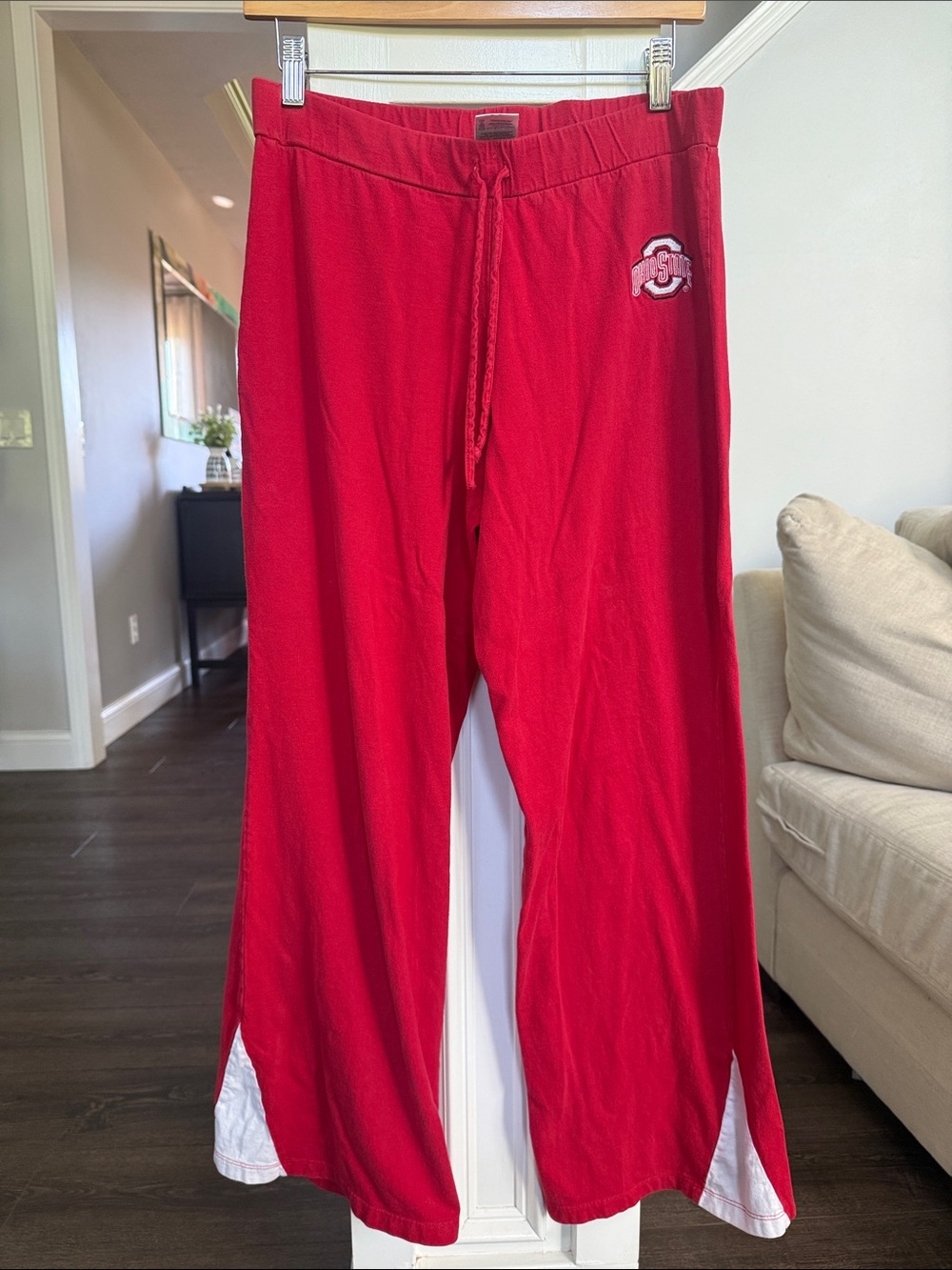 Ohio State Ladies Red with White Wide Leg Lounge Pants Large